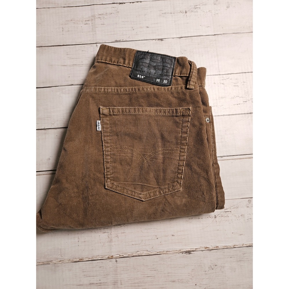Levis 514 Straight Fit Corduroy Pants Mens 36x30 Brown Cords Casual